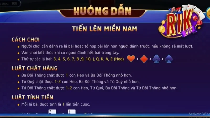 Luật chơi tiến lên miền Nam Luật chơi tiến lên miền Nam